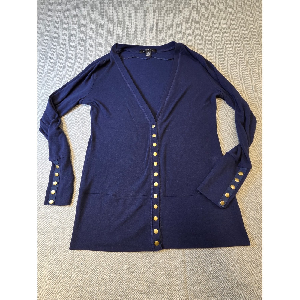 Hawthorne Cardigan Sweater Women's Large Navy Blue Long Sleeve V-Neck Snap Front